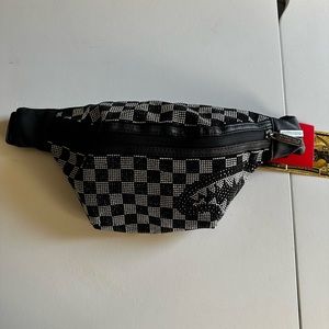 sprayground trinity checkered rhinestone crossbody